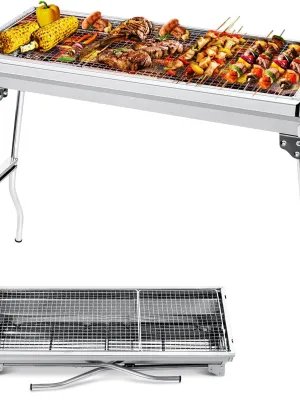 Barbecue à Charbon, BBQ Grill Démontable Pliable Portable en Acier