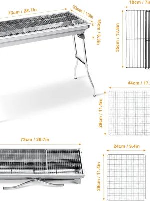 Barbecue à Charbon, BBQ Grill Démontable Pliable Portable en Acier