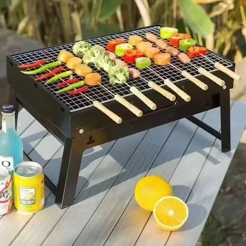 Barbecue portable au charbon de bois en acier inoxydable