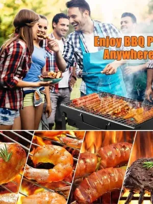 Barbecue portable au charbon de bois en acier inoxydable
