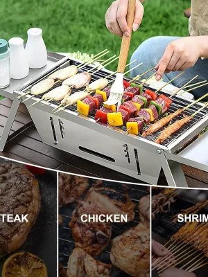 Petit Barbecue Portable Pliable en Acier Inoxydable
