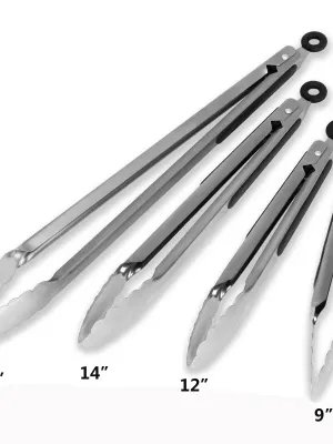 Barbecue gril pinces salade charbon de bois viande en acier inoxydable