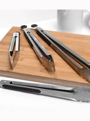 Barbecue gril pinces salade charbon de bois viande en acier inoxydable