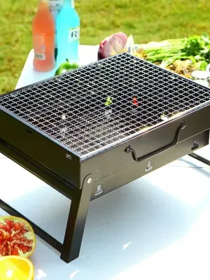 Barbecue portable au charbon de bois en acier inoxydable