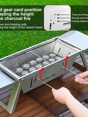 Petit Barbecue Portable Pliable en Acier Inoxydable